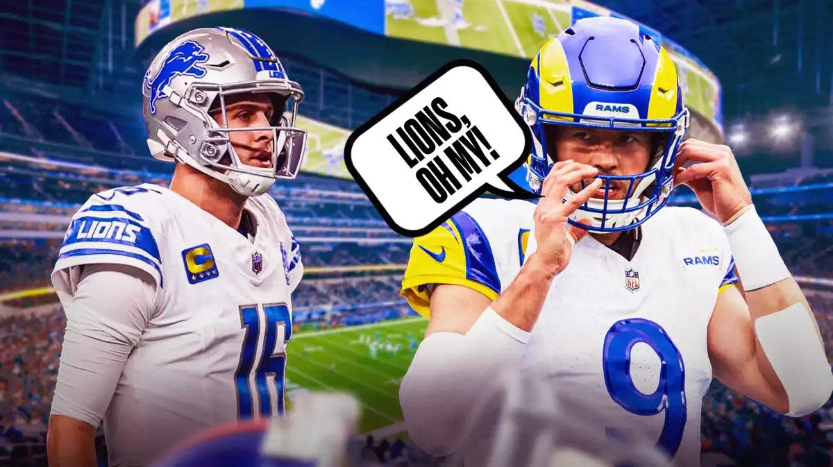 Detroit Lions quarterback Jared Goff (left) and Los Angeles Rams' Matthew Stafford (right). 